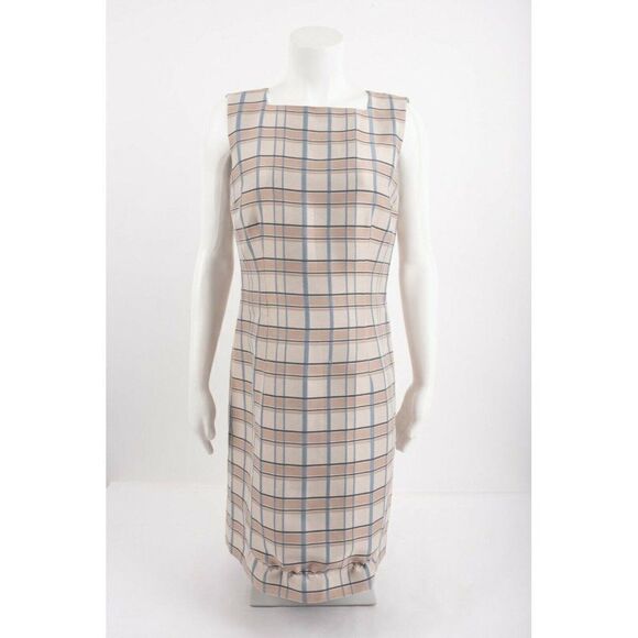 Lafayette 148 New York Womens Filmore Plaid Jojo Sheath Dress Sz 6 Tan Blue NWT - Picture 3 of 9